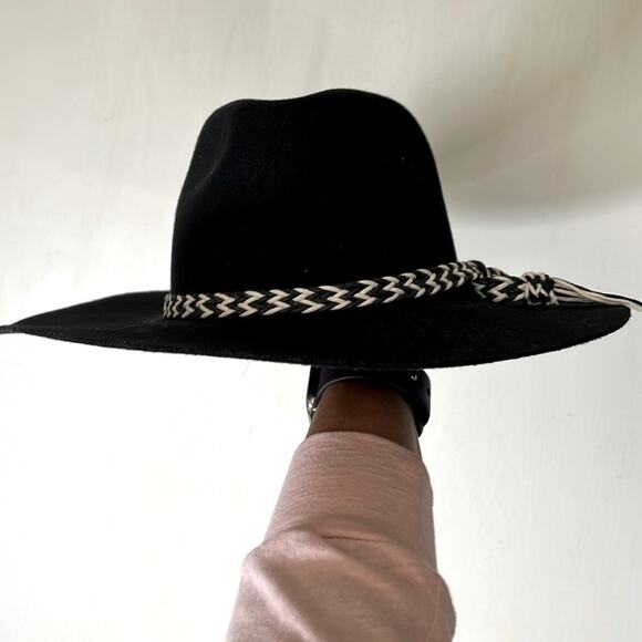 NEW! Free People Mossant Wild Heart Braided Trim Black Felt Hat main image 4